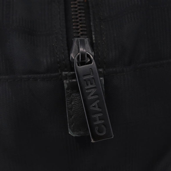 CHANEL New Travel Line Tote Bag Canvas Black CC Auth 183559