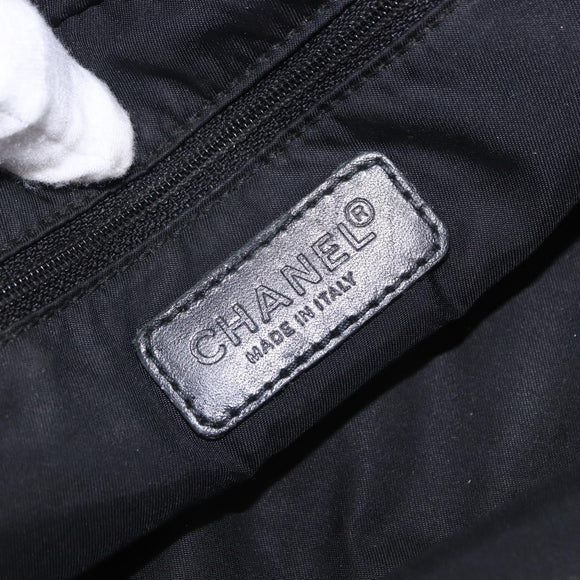 CHANEL New Travel Line Tote Bag Canvas Black CC Auth 183559