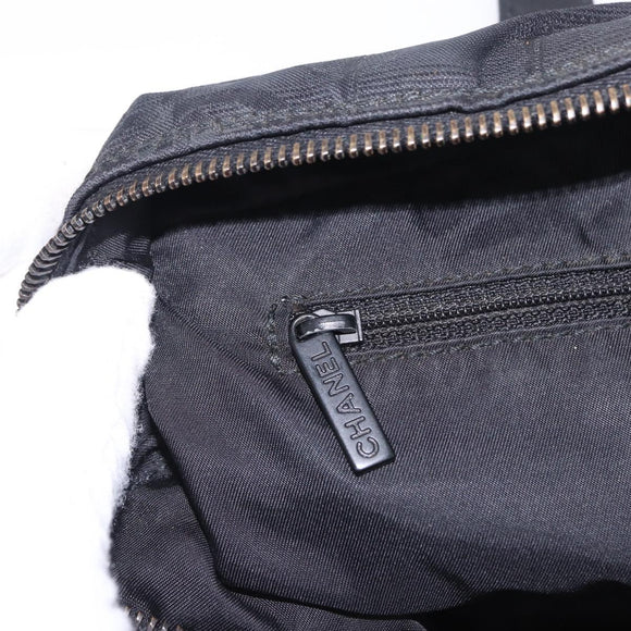 CHANEL New Travel Line Tote Bag Canvas Black CC Auth 183559