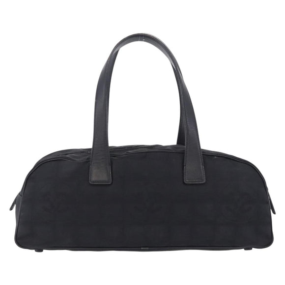 CHANEL New Travel Line Tote Bag Canvas Black CC Auth 183559