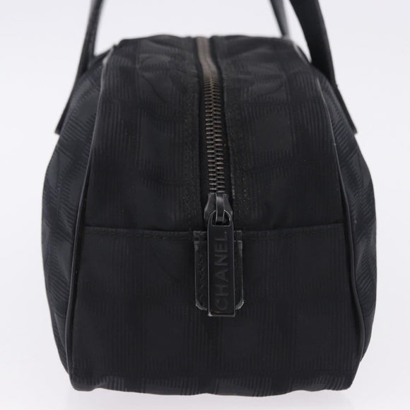 CHANEL New Travel Line Tote Bag Canvas Black CC Auth 183559