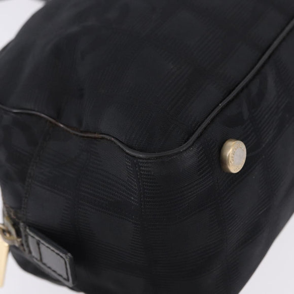 CHANEL New Travel Line Tote Bag Canvas Black Gold CC Auth 183560