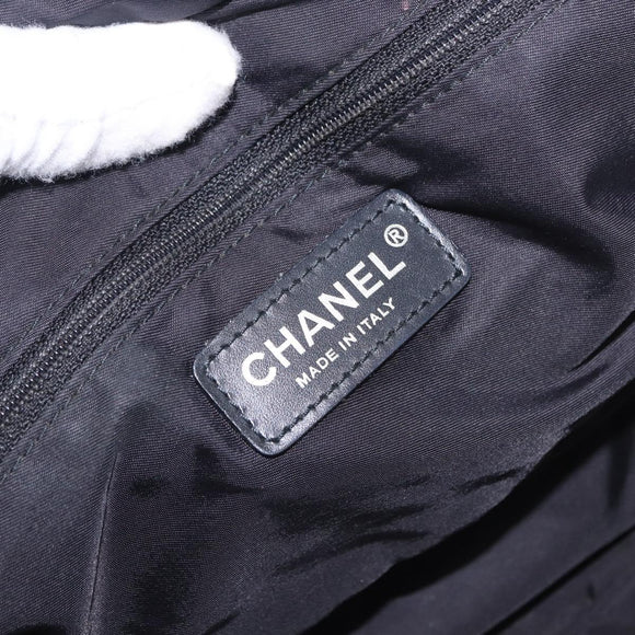 CHANEL New Travel Line Tote Bag Canvas Black Gold CC Auth 183560