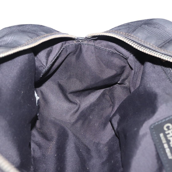CHANEL New Travel Line Tote Bag Canvas Black Gold CC Auth 183560