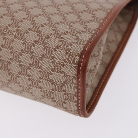 CELINE Macadam Clutch Bag PVC Beige Gold Auth 183561A