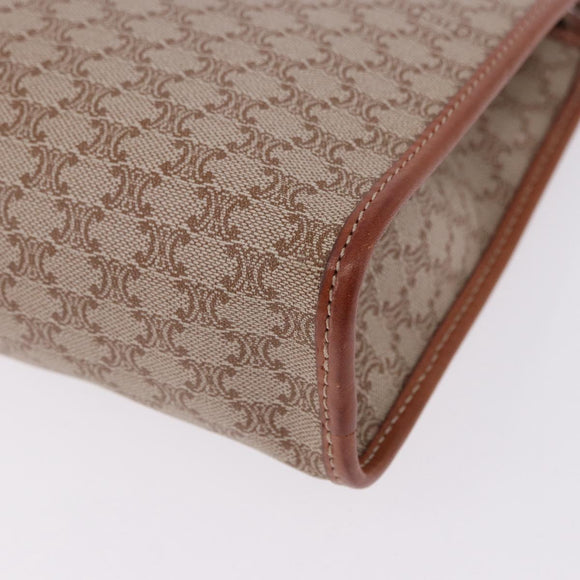CELINE Macadam Clutch Bag PVC Beige Gold Auth 183561A