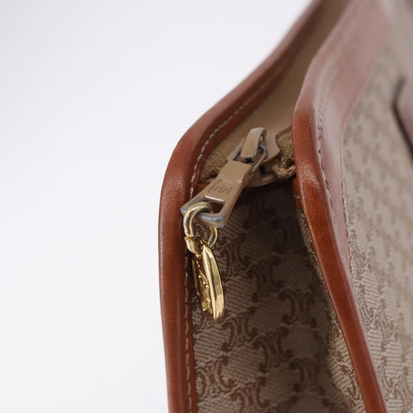 CELINE Macadam Clutch Bag PVC Beige Gold Auth 183561A