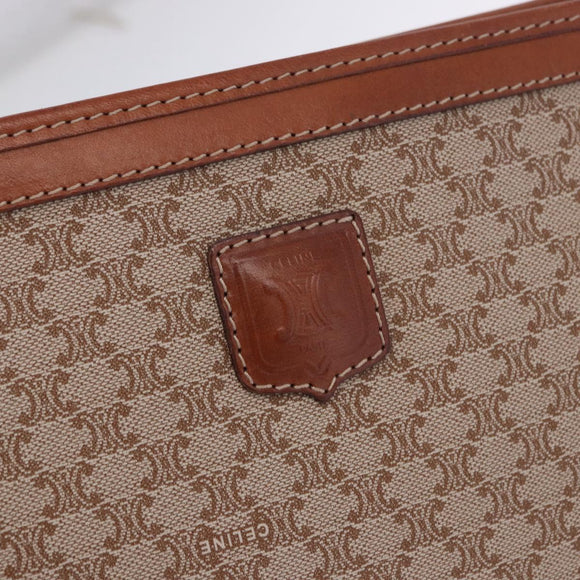 CELINE Macadam Clutch Bag PVC Beige Gold Auth 183561A