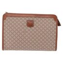 CELINE Macadam Clutch Bag PVC Beige Gold Auth 183561A-13