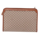 CELINE Macadam Clutch Bag PVC Beige Gold Auth 183561A-2