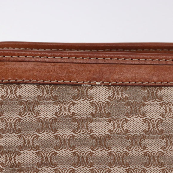 CELINE Macadam Clutch Bag PVC Beige Gold Auth 183561A