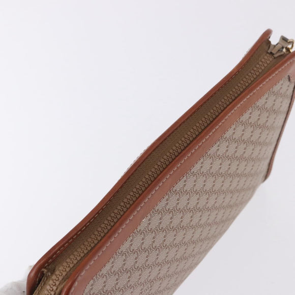 CELINE Macadam Clutch Bag PVC Beige Gold Auth 183561A