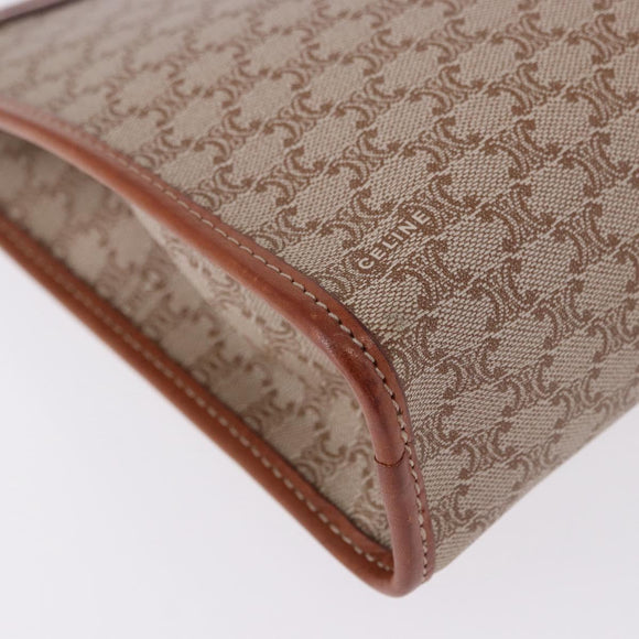 CELINE Macadam Clutch Bag PVC Beige Gold Auth 183561A