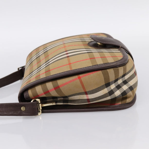 Burberrys Nova Check Shoulder Bag Canvas Beige Gold Auth 183568