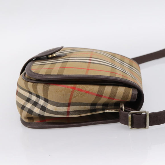 Burberrys Nova Check Shoulder Bag Canvas Beige Gold Auth 183568