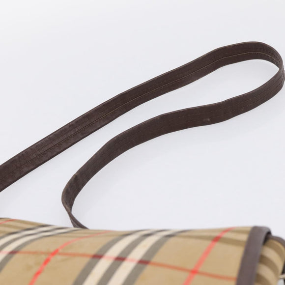 Burberrys Nova Check Shoulder Bag Canvas Beige Gold Auth 183568