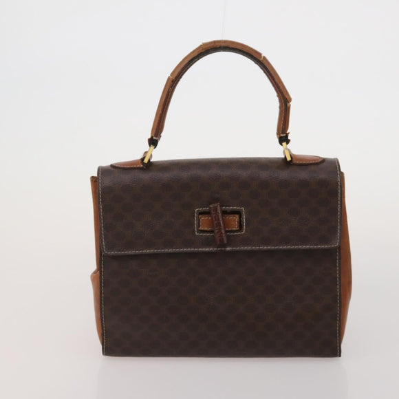 CELINE Macadam Canvas Shoulder Bag PVC Leather 6 Set Brown Beige Auth 183573