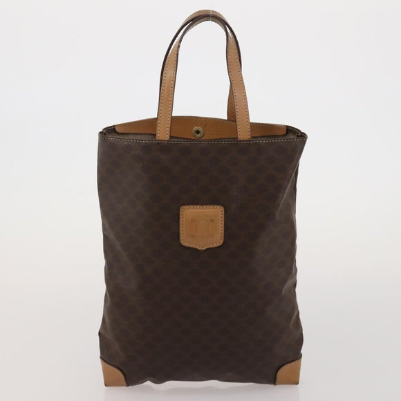 CELINE Macadam Canvas Shoulder Bag PVC Leather 6 Set Brown Beige Auth 183573