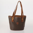 CELINE Macadam Canvas Shoulder Bag PVC Leather 6 Set Brown Beige Auth 183573-2
