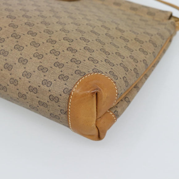 GUCCI Micro GG Supreme Umhängetasche PVC Beige Gold Auth 183600