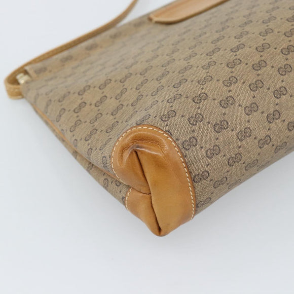 GUCCI Micro GG Supreme Umhängetasche PVC Beige Gold Auth 183600