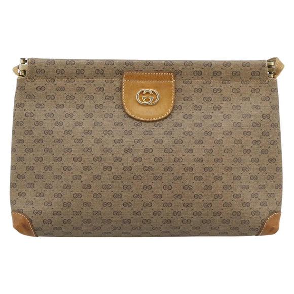 GUCCI Micro GG Supreme Umhängetasche PVC Beige Gold Auth 183600