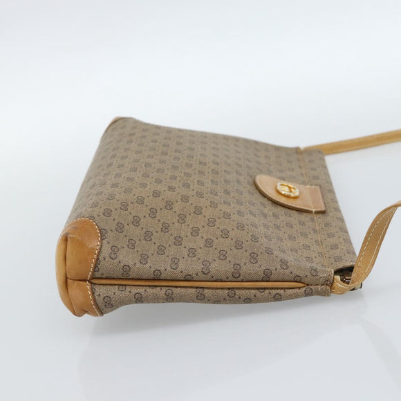GUCCI Micro GG Supreme Umhängetasche PVC Beige Gold Auth 183600