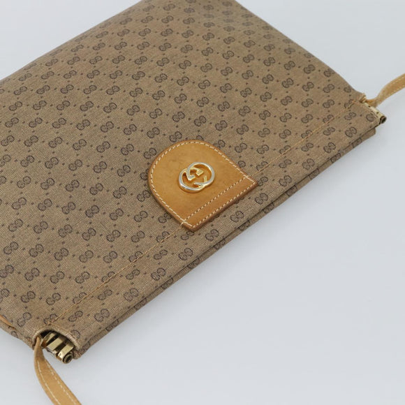 GUCCI Micro GG Supreme Umhängetasche PVC Beige Gold Auth 183600