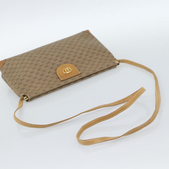 GUCCI Micro GG Supreme Umhängetasche PVC Beige Gold Auth 183600