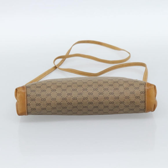 GUCCI Micro GG Supreme Umhängetasche PVC Beige Gold Auth 183600