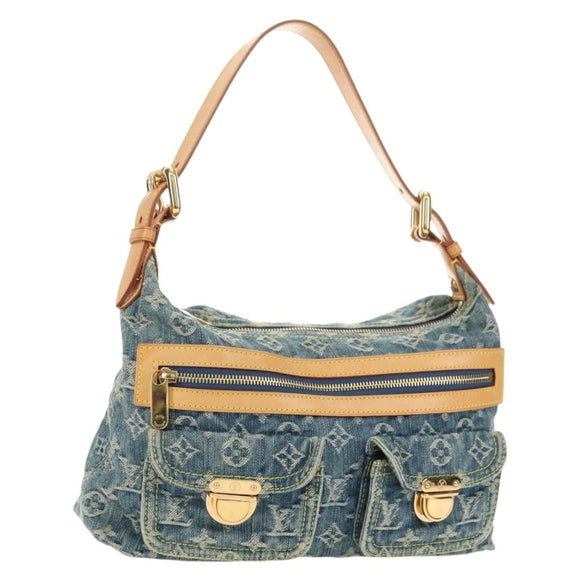 LOUIS VUITTON Monogram Denim Buggy PM Shoulder Bag Blue M95049 LV Auth 183601SAV