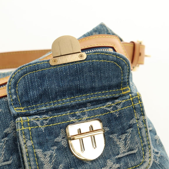 LOUIS VUITTON Monogram Denim Buggy PM Shoulder Bag Blue M95049 LV Auth 183601SAV