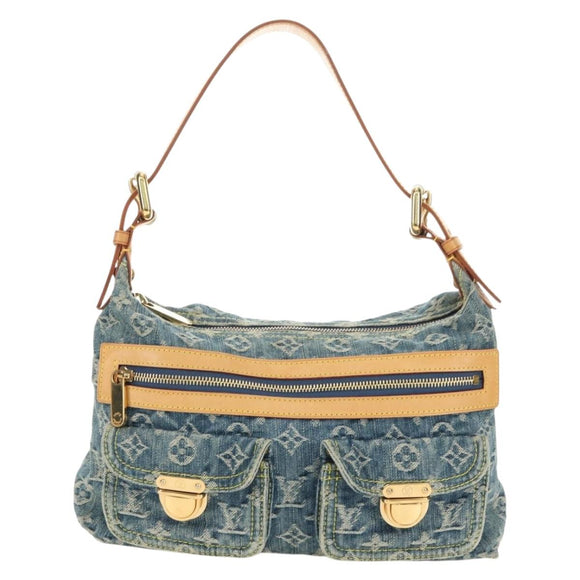 LOUIS VUITTON Monogram Denim Buggy PM Shoulder Bag Blue M95049 LV Auth 183601SAV