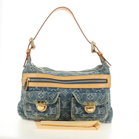 LOUIS VUITTON Monogram Denim Buggy PM Shoulder Bag Blue M95049 LV Auth 183601SAV