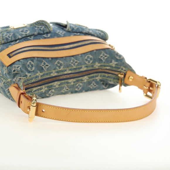 LOUIS VUITTON Monogram Denim Buggy PM Shoulder Bag Blue M95049 LV Auth 183601SAV