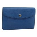 LOUIS VUITTON Epi Montaigne 23 Clutch Bag Blue M52665 LV Auth 183602-1