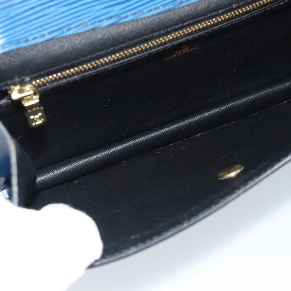 LOUIS VUITTON Epi Montaigne 23 Clutch Bag Blue M52665 LV Auth 183602