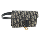 Christian Dior Trotter Canvas Saddle Waist bag Navy Gold Auth 183604M-1