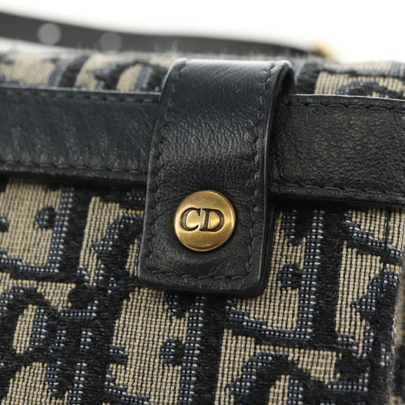 Christian Dior Trotter Canvas Saddle Waist bag Navy Gold Auth 183604M