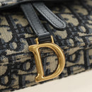Christian Dior Trotter Canvas Saddle Waist bag Navy Gold Auth 183604M-16