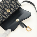 Christian Dior Trotter Canvas Saddle Waist bag Navy Gold Auth 183604M-17