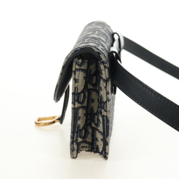 Christian Dior Trotter Canvas Saddle Waist bag Navy Gold Auth 183604M
