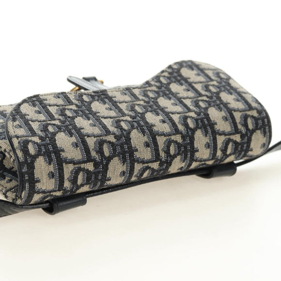 Christian Dior Trotter Canvas Saddle Waist bag Navy Gold Auth 183604M