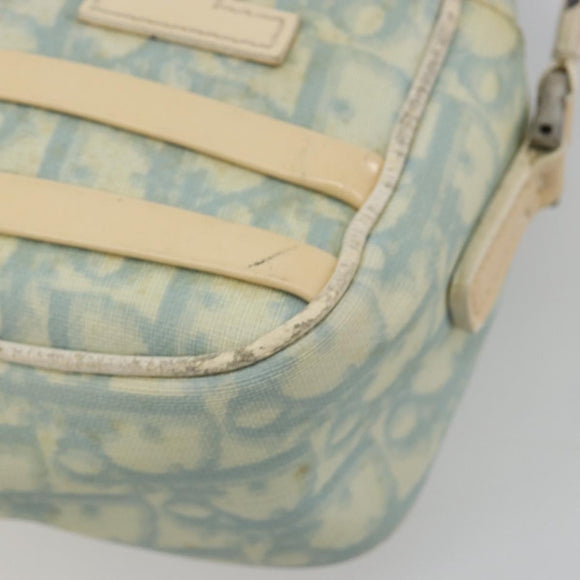 Christian Dior Trotter Canvas Shoulder Bag PVC Light Blue Silver Auth 183605