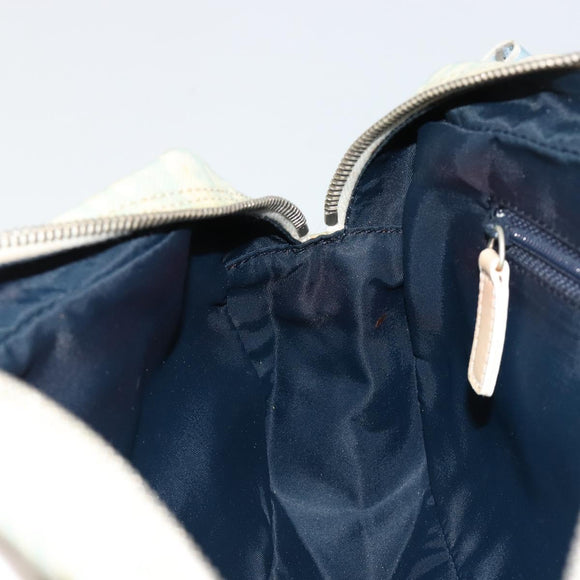 Christian Dior Trotter Canvas Shoulder Bag PVC Light Blue Silver Auth 183605