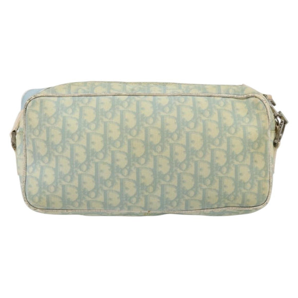 Christian Dior Trotter Canvas Shoulder Bag PVC Light Blue Silver Auth 183605
