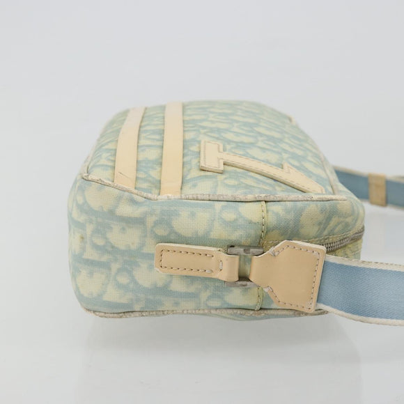 Christian Dior Trotter Canvas Shoulder Bag PVC Light Blue Silver Auth 183605