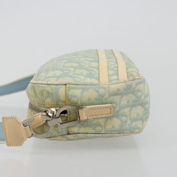Christian Dior Trotter Canvas Shoulder Bag PVC Light Blue Silver Auth 183605