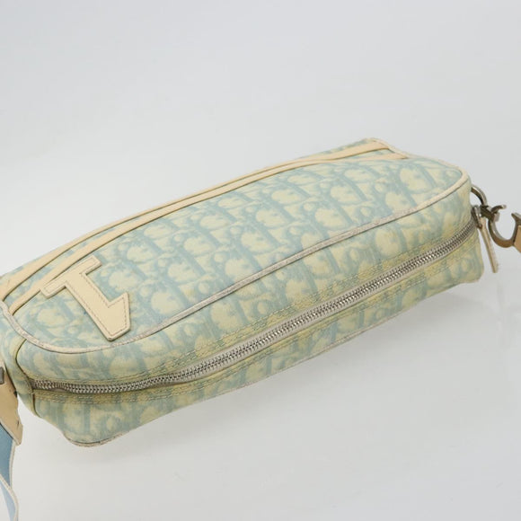 Christian Dior Trotter Canvas Shoulder Bag PVC Light Blue Silver Auth 183605