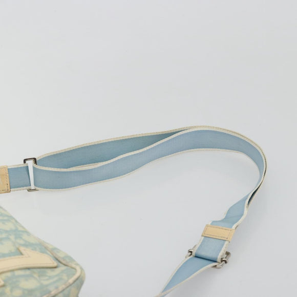 Christian Dior Trotter Canvas Shoulder Bag PVC Light Blue Silver Auth 183605